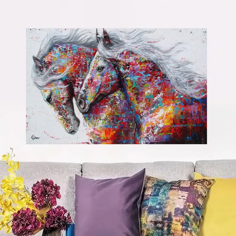 モダンなプリントガラス: 農家の装飾のためのエレガントな馬愛好家へのギフト