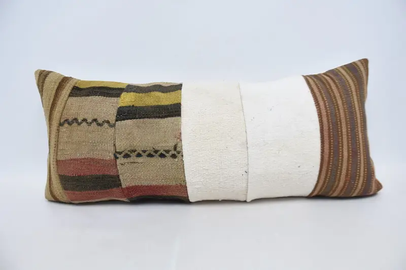 Home Decor Pillow, Cushion Case, Vintage Kilim Pillow, Tapestry Cushion Case, Gift Pillow, 16x36 White Cushion Cover, Knitted Pillow Sham - 1