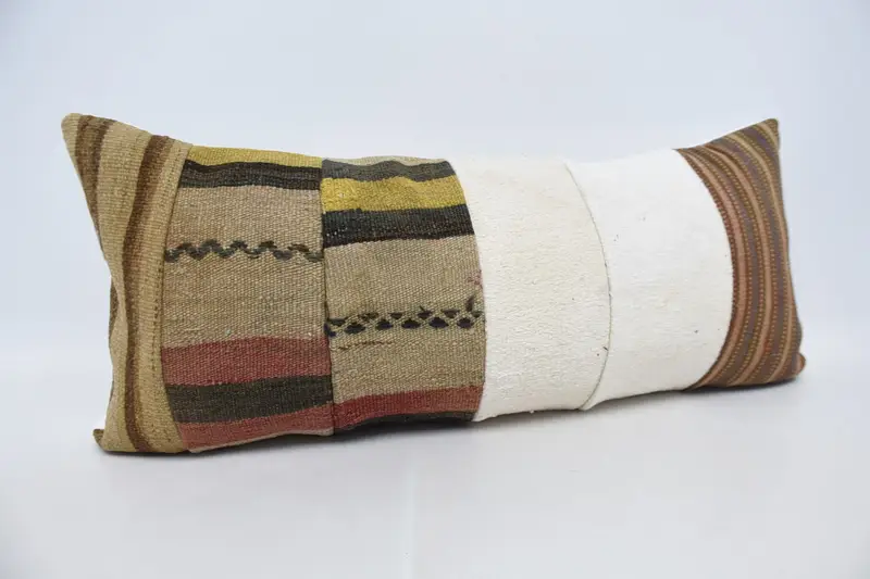 Home Decor Pillow, Cushion Case, Vintage Kilim Pillow, Tapestry Cushion Case, Gift Pillow, 16x36 White Cushion Cover, Knitted Pillow Sham - 3