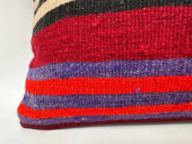 Cushion Case, Pillow for Sofa, Kilim Pillow Cover, Patio Pillow Case, Vintage Kilim Throw Pillow, 12x24 Red Pillow Cover - 2