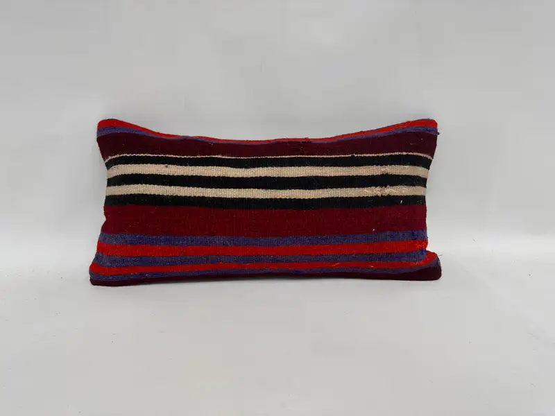 Cushion Case, Pillow for Sofa, Kilim Pillow Cover, Patio Pillow Case, Vintage Kilim Throw Pillow, 12x24 Red Pillow Cover - 1