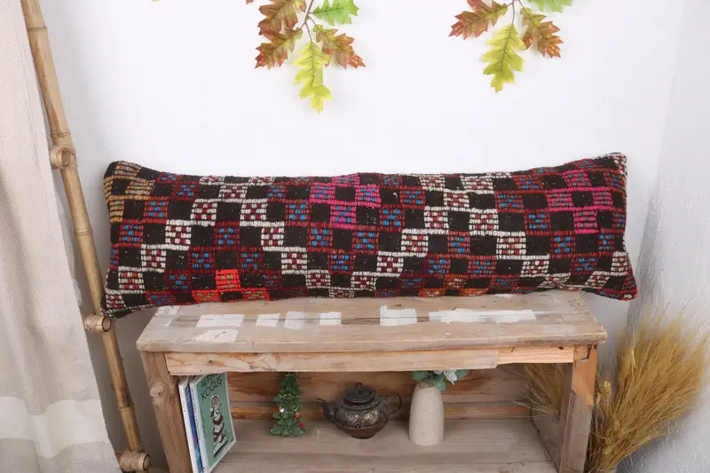 Gift Pillow, Interior Designer Pillow, Pillow Cover, Handwoven Pillow Sham, Throw Kilim Pillow, Comfy Throw Cushion Cover, 12x43 Beige Cushion Case - 1