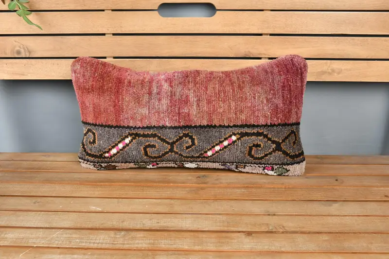 Indoor Cushion Cover, 12x24 Purple Pillow Sham, Luxury Pillow Case, Gift Pillow, Kilim Pillow Cover, Cushion, Vintage Kilim Throw Pillow - 6