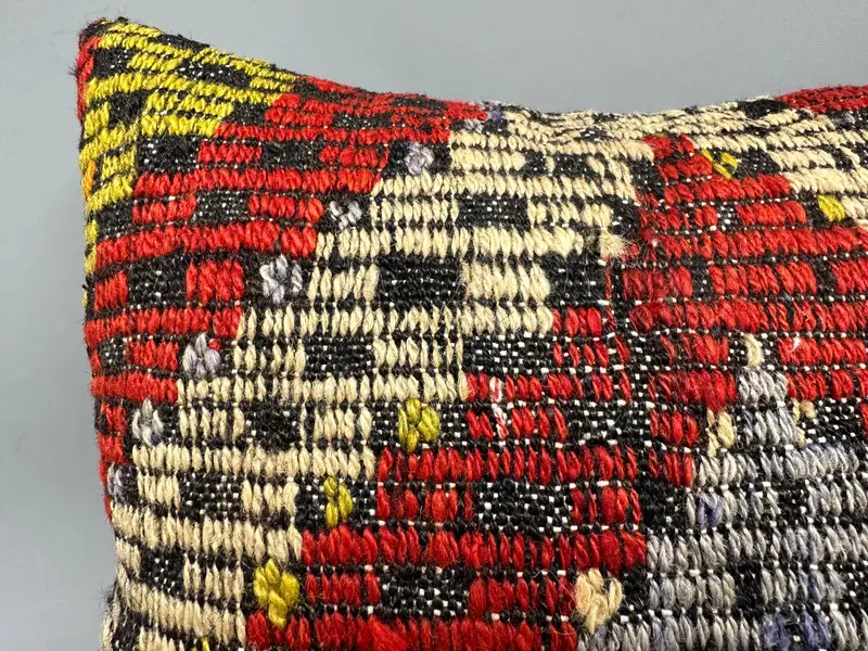 Boho -Kissen, Vintage -Kilim -Kissen, 18x18 Rote Kissenbedeckung, Kissenbezüge, Bettkissenschein, Vintage -Kissenbezug, türkisches Kissen - 5