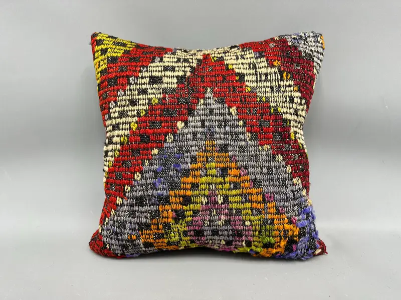 Boho -Kissen, Vintage -Kilim -Kissen, 18x18 Rote Kissenbedeckung, Kissenbezüge, Bettkissenschein, Vintage -Kissenbezug, türkisches Kissen - 4