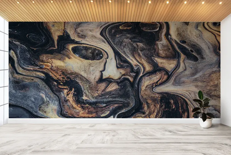 Elegante, abstrakte, moderne, bedruckte Tapete aus Goldmarmor