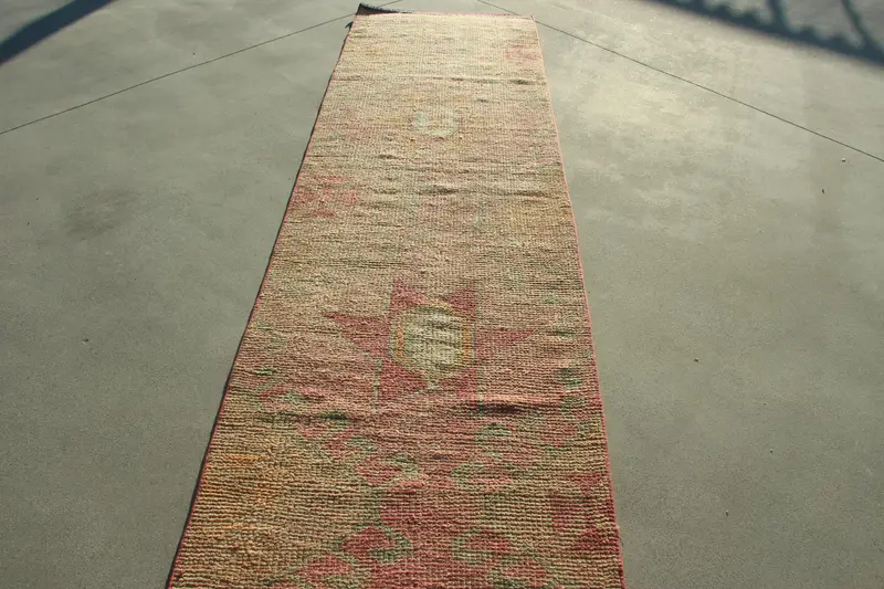 Türk Halısı, 2.9x10.2 ft Runner Vintage Halı, Herki Kırmızı Kahverengi Hayvan Baskı Halı - 1