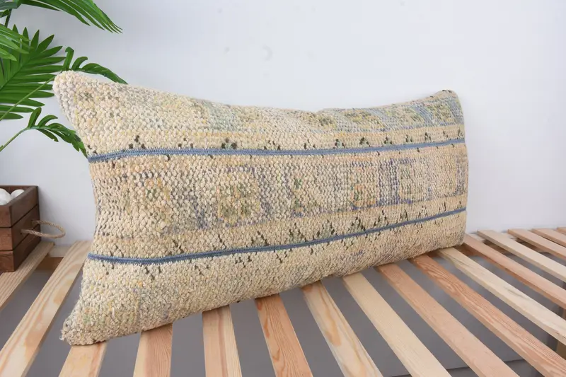 Interior Designer Pillow, Hippie Throw Cushion Cover, Kilim Pillow, 16x36 Beige Pillow Cover, Comfy Throw Pillow, Cushion Case, Throw Kilim Pillow - 4