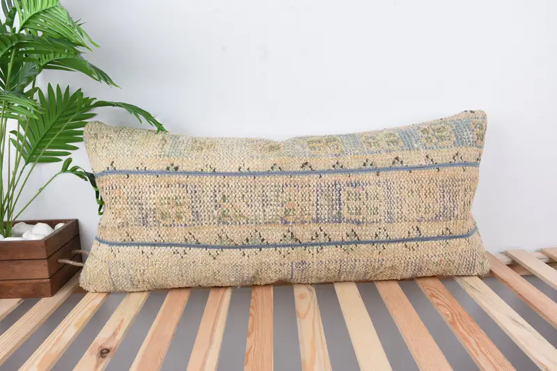 Interior Designer Pillow, Hippie Throw Cushion Cover, Kilim Pillow, 16x36 Beige Pillow Cover, Comfy Throw Pillow, Cushion Case, Throw Kilim Pillow - 1