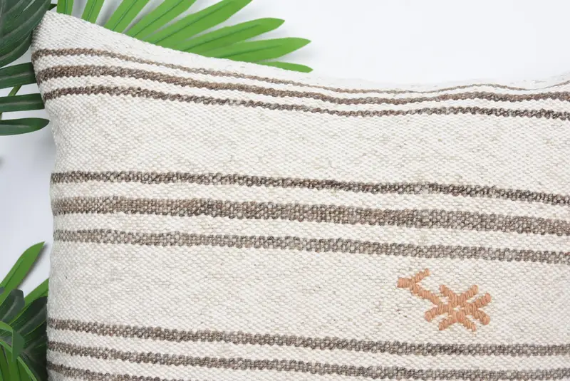 20x20 Beige Cushion Case, Throw Kilim Pillow, Cushion Case, Bolster Cushion Case, Interior Designer Pillow, Vintage Pillow - 2