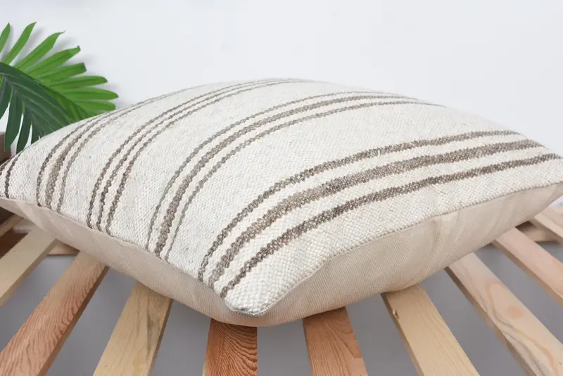 20x20 Beige Cushion Case, Throw Kilim Pillow, Cushion Case, Bolster Cushion Case, Interior Designer Pillow, Vintage Pillow - 6