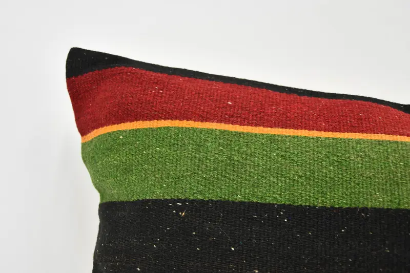 Handmade Throw Pillow, Pillow Case, Kilim Cushion Sham, 20x28 Black Pillow Cover, Home Decor Pillow, Vintage Kilim Throw Pillow - 2