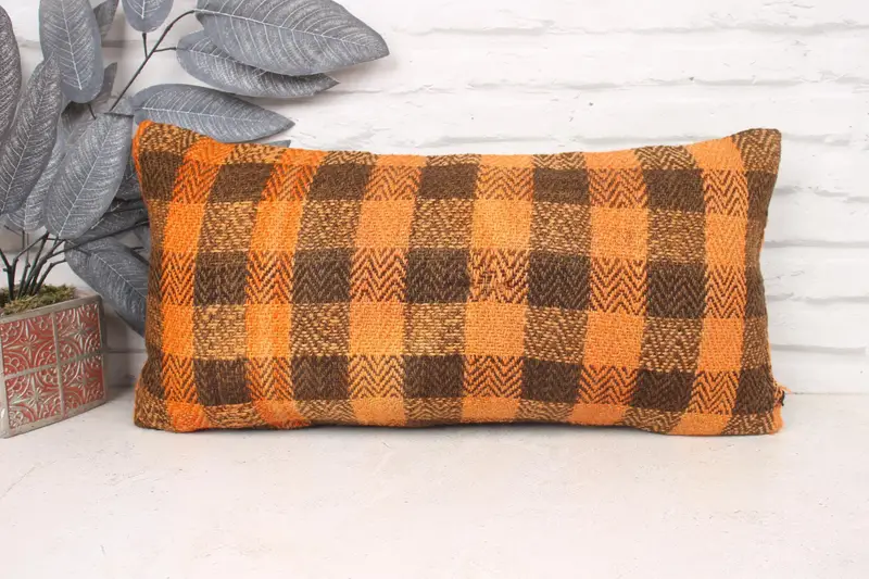 12x24 Orange Pillow Cover, Kilim Pillow, Vintage Kilim Pillow Pillow Sham, Home Decor Pillow, Cushion Case, Vintage Kilim Throw Pillow - 1