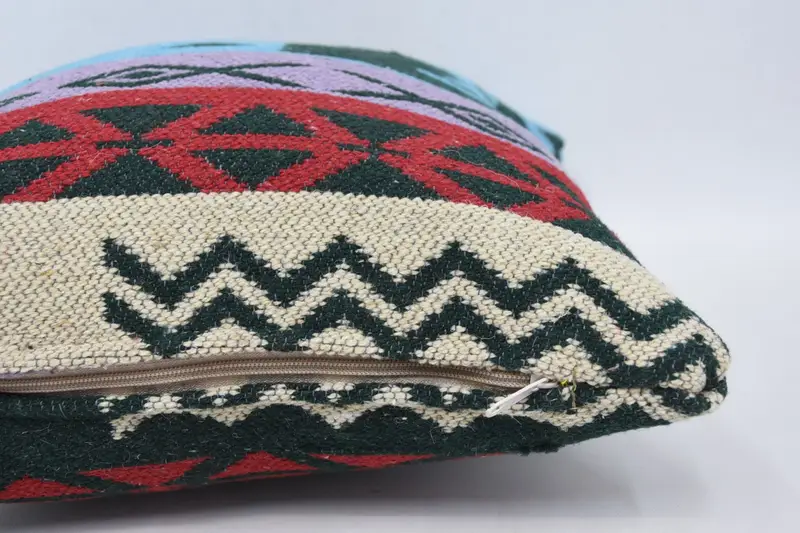 Pastel Cushion Cover, Anatolian Pillow Cover, Cushion Case, 16x16 Blue Cushion Cover, Kilim Cushion Sham, Vintage Kilim Pillow, Throw Kilim Pillow - 5