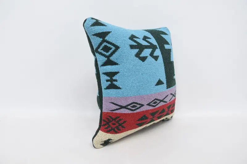 Pastel Cushion Cover, Anatolian Pillow Cover, Cushion Case, 16x16 Blue Cushion Cover, Kilim Cushion Sham, Vintage Kilim Pillow, Throw Kilim Pillow - 3