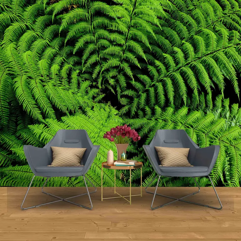 Botanical Wall Print, Vinyl Wallpaper, 3D Wallpaper, Shield Fern Wall Paper, Fern Wallpaper, Pteridophyte Wall Poster, 3D Paper Wall Art, - 5