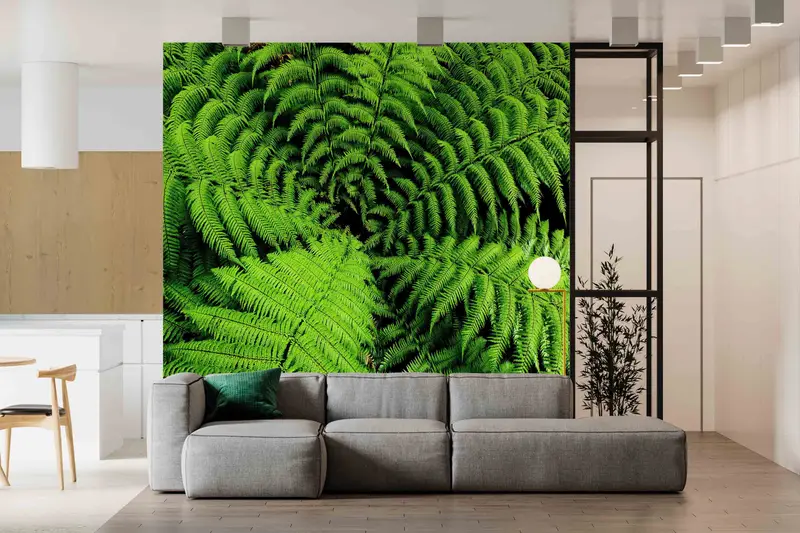 Botanical Wall Print, Vinyl Wallpaper, 3D Wallpaper, Shield Fern Wall Paper, Fern Wallpaper, Pteridophyte Wall Poster, 3D Paper Wall Art, - 6