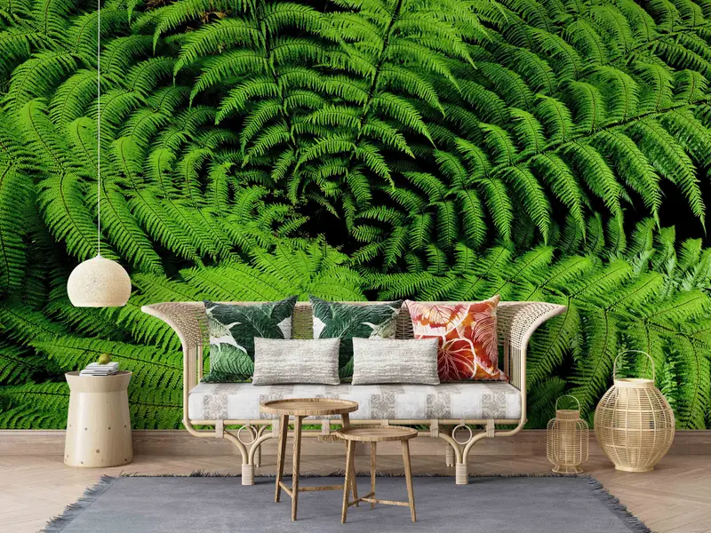 Botanical Wall Print, Vinyl Wallpaper, 3D Wallpaper, Shield Fern Wall Paper, Fern Wallpaper, Pteridophyte Wall Poster, 3D Paper Wall Art, - 7