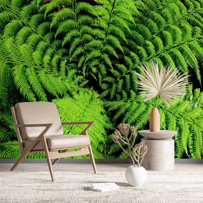 Botanical Wall Print, Vinyl Wallpaper, 3D Wallpaper, Shield Fern Wall Paper, Fern Wallpaper, Pteridophyte Wall Poster, 3D Paper Wall Art, - 8