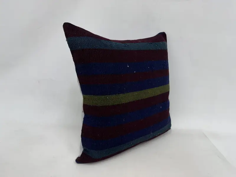 Ethnical Kilim Rug Pillow, Kilim Pillow, Pillow Case, 24x24 Purple Pillow Case, Antique Pillows, Art Deco Pillow Sham, Customized Cushion Case - 2