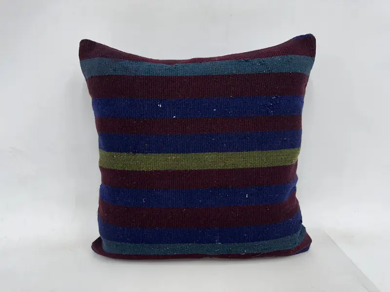 Ethnical Kilim Rug Pillow, Kilim Pillow, Pillow Case, 24x24 Purple Pillow Case, Antique Pillows, Art Deco Pillow Sham, Customized Cushion Case - 1