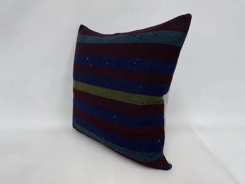 Ethnical Kilim Rug Pillow, Kilim Pillow, Pillow Case, 24x24 Purple Pillow Case, Antique Pillows, Art Deco Pillow Sham, Customized Cushion Case - 3