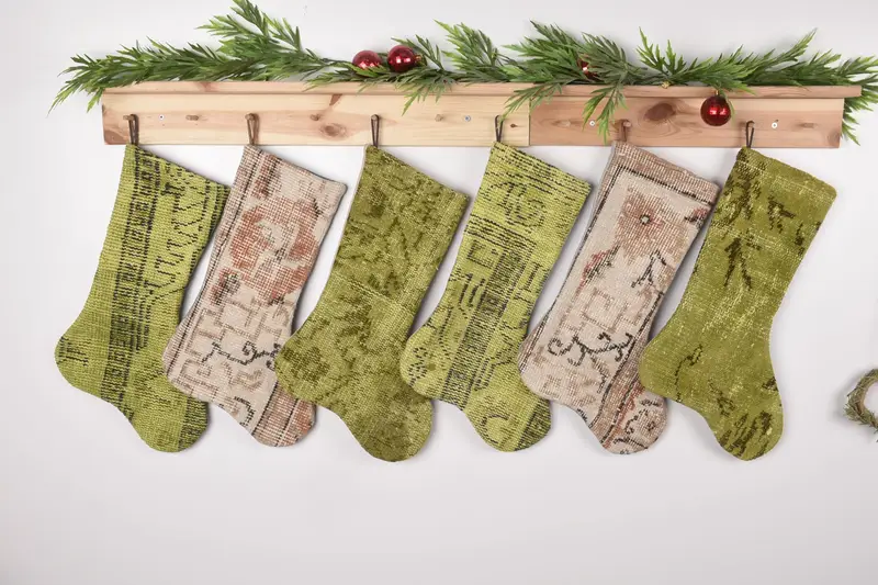 Beige & Brown Christmas Ornaments Stocking, 17-Inch Wide Holiday Stocking