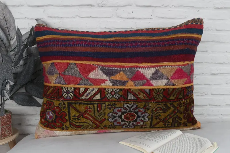 Natural Pillow, Handmade Kilim Cushion, 20x28 Green Pillow Cover, Pillow Sham, Neutral Cushion Case, Pillow for Couch, Gift Pillow - 2