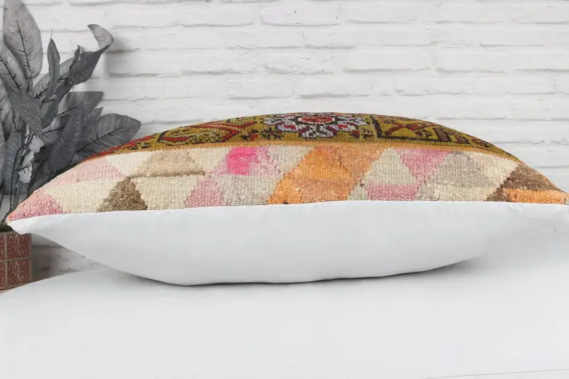 Natural Pillow, Handmade Kilim Cushion, 20x28 Green Pillow Cover, Pillow Sham, Neutral Cushion Case, Pillow for Couch, Gift Pillow - 6