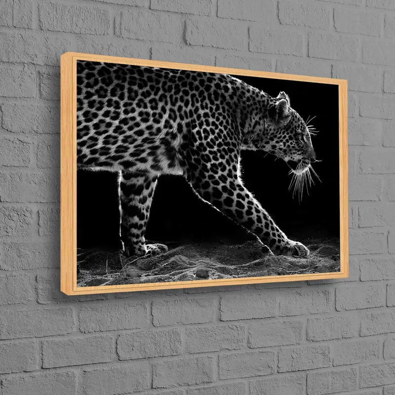 Elegante impresión en lienzo de animales salvajes en blanco y negro para lofts modernos