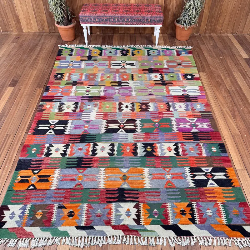 6.4x9.3 ft Türk Halısı, Vintage Büyük Halı, Kırmızı Çiçekli Yün Halı - 1