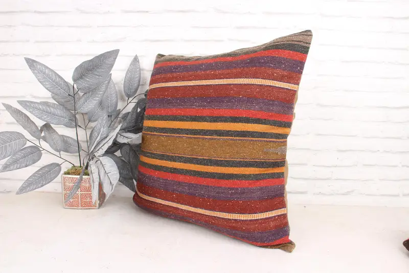 Knitted Cushion, 24x24 Purple Pillow Case, Cushion Case, Home Decor Pillow, Interior Designer Pillow, Wholesale Cushion, Kilim Pillow Cover - 4
