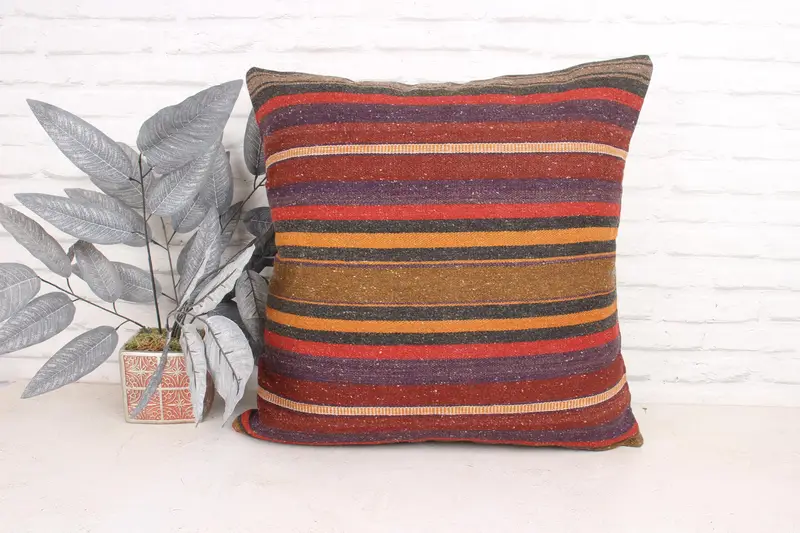 Knitted Cushion, 24x24 Purple Pillow Case, Cushion Case, Home Decor Pillow, Interior Designer Pillow, Wholesale Cushion, Kilim Pillow Cover - 1