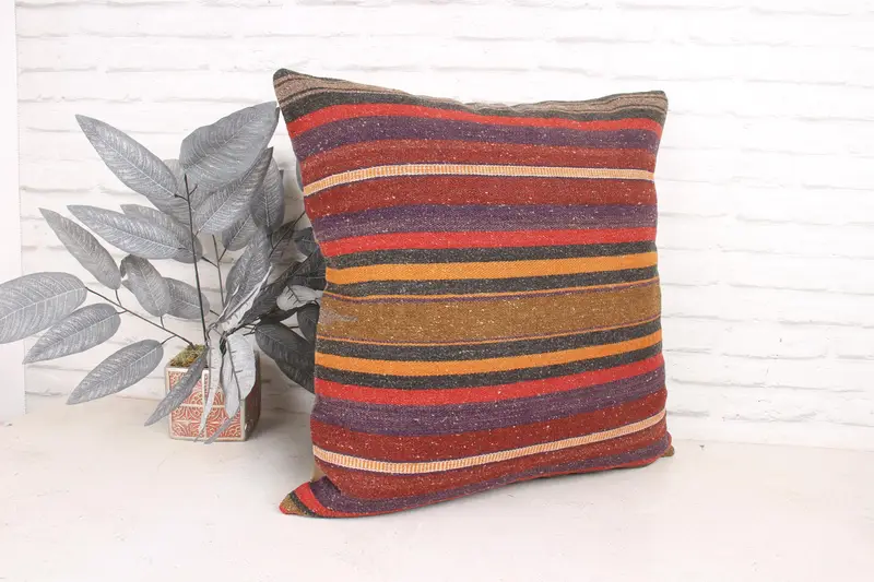 Knitted Cushion, 24x24 Purple Pillow Case, Cushion Case, Home Decor Pillow, Interior Designer Pillow, Wholesale Cushion, Kilim Pillow Cover - 3