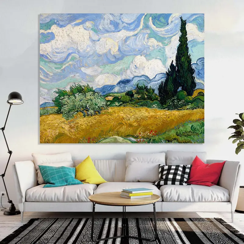Wheat Field with Cypresses (1889), Vincent Van Gogh, Van Gogh Poster, Wheat Field with Cypresses, Famous Painting, Van Gogh Decor, Canvas - 5