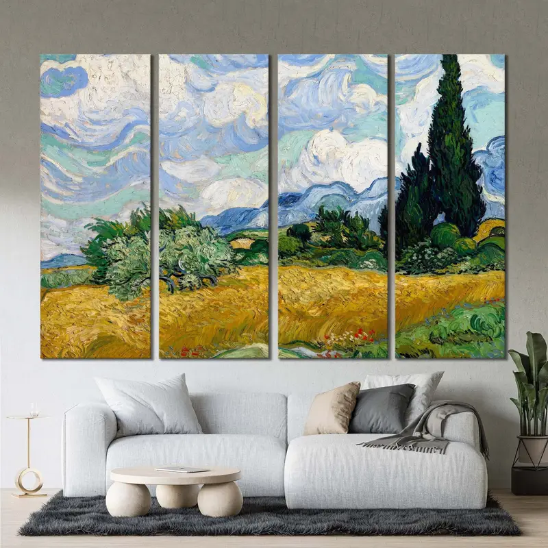 Wheat Field with Cypresses (1889), Vincent Van Gogh, Van Gogh Poster, Wheat Field with Cypresses, Famous Painting, Van Gogh Decor, Canvas - 1