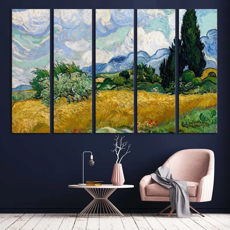 Wheat Field with Cypresses (1889), Vincent Van Gogh, Van Gogh Poster, Wheat Field with Cypresses, Famous Painting, Van Gogh Decor, Canvas - 7