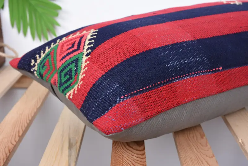 Christmas Pillow, Kilim Cushion Sham, Sofa Cushion Cover, Boho Pillow Sham Cover, 12x24 Red Pillow Sham, Vintage Pillow, Pillow Sham - 6