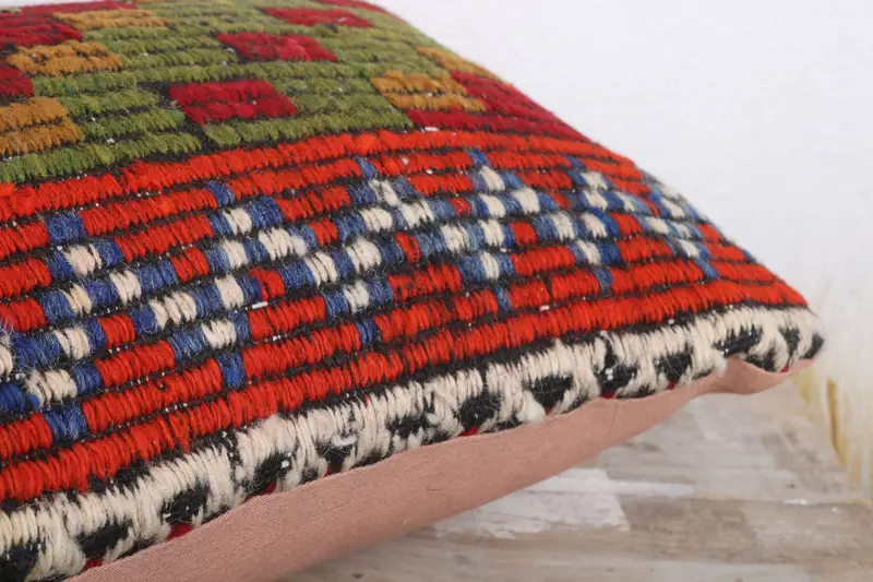 Cushion Case, Pillow for Sofa, Handmade Pillow, Vintage Pillow, Retro Throw Pillow, Crochet Pattern Cushion Cover, 12x20 Red Cushion, Kilim Pillow - 6