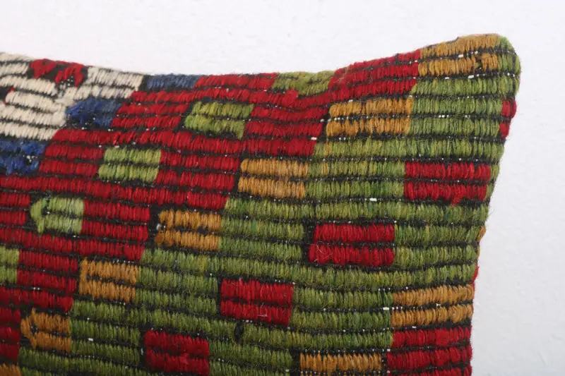 Cushion Case, Pillow for Sofa, Handmade Pillow, Vintage Pillow, Retro Throw Pillow, Crochet Pattern Cushion Cover, 12x20 Red Cushion, Kilim Pillow - 5