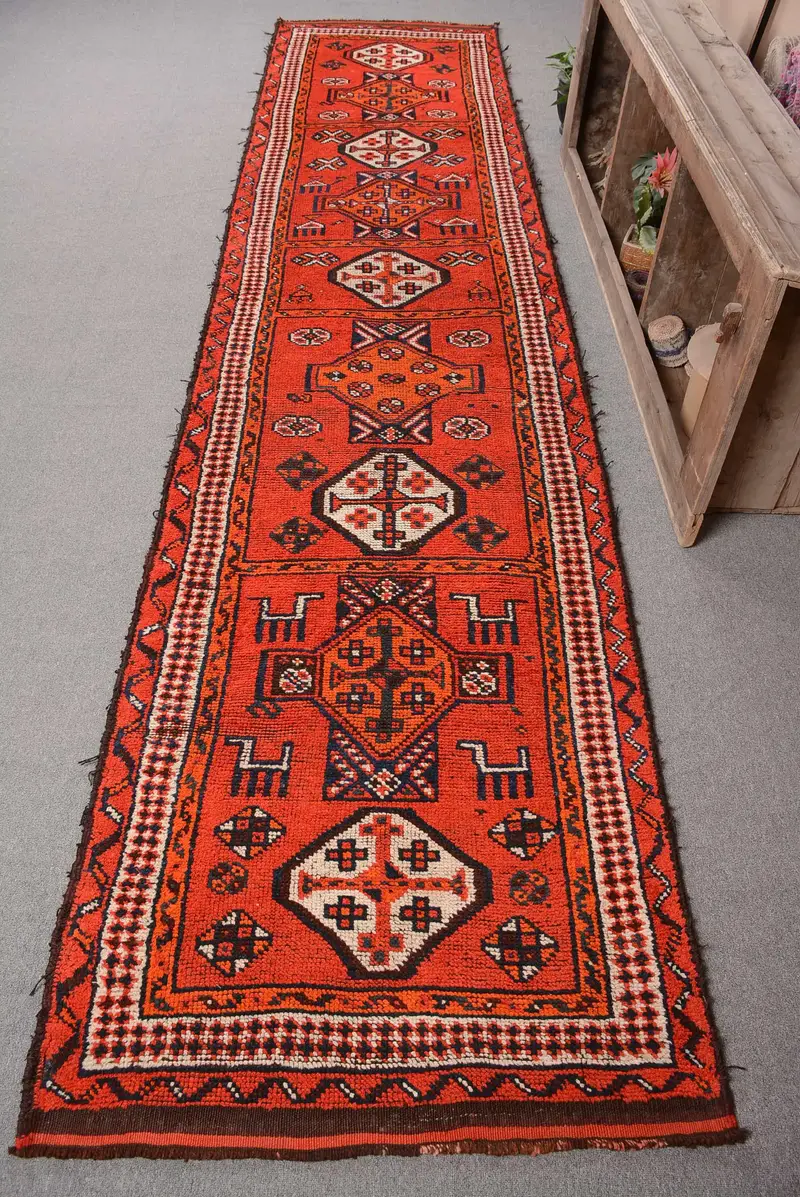 Roter Tarnteppich, 3,1x13,8 Fuß, schickes Dekor