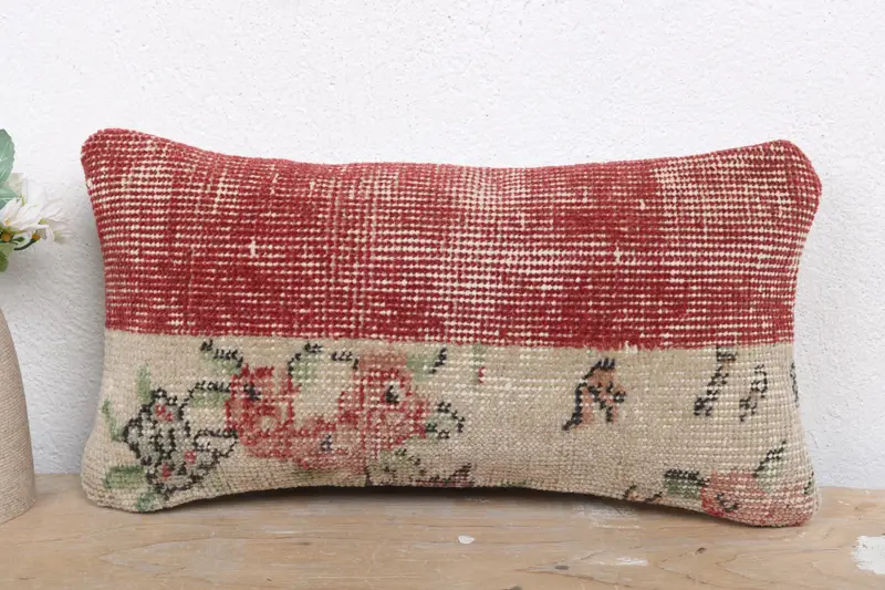 Nomadic Cushion Case, Pillow Cover, Vintage Kilim Pillow, Pillow for Couch, Turkish Kilim Pillow, 8x16 Beige Pillow, Authentic Pillow Case - 2