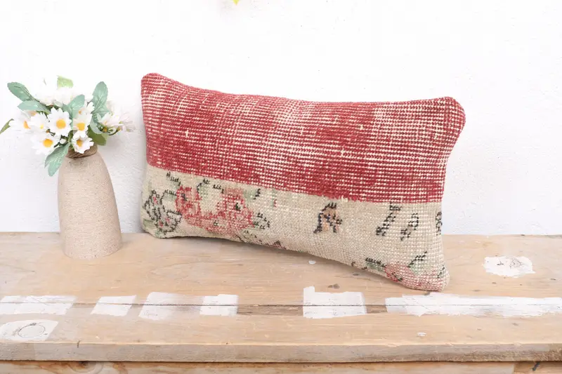 Nomadic Cushion Case, Pillow Cover, Vintage Kilim Pillow, Pillow for Couch, Turkish Kilim Pillow, 8x16 Beige Pillow, Authentic Pillow Case - 4