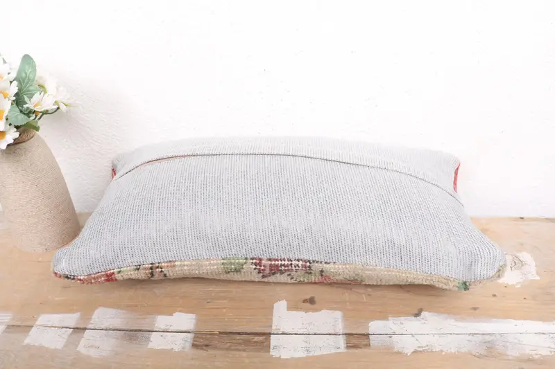 Nomadic Cushion Case, Pillow Cover, Vintage Kilim Pillow, Pillow for Couch, Turkish Kilim Pillow, 8x16 Beige Pillow, Authentic Pillow Case - 7