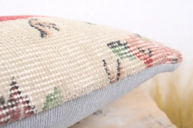 Nomadic Cushion Case, Pillow Cover, Vintage Kilim Pillow, Pillow for Couch, Turkish Kilim Pillow, 8x16 Beige Pillow, Authentic Pillow Case - 6