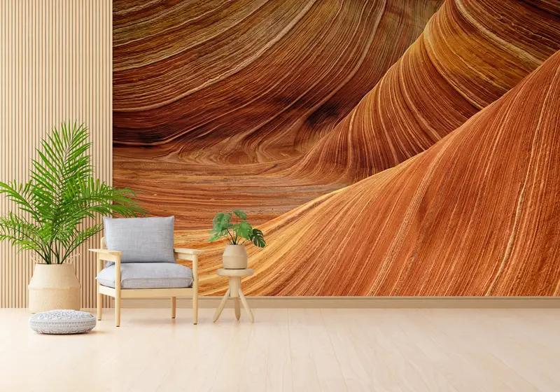 Zarif Çöl Manzaralı Baskılı Duvar Kağıdı: Kahverengi Jeoloji Doğa Manzarası