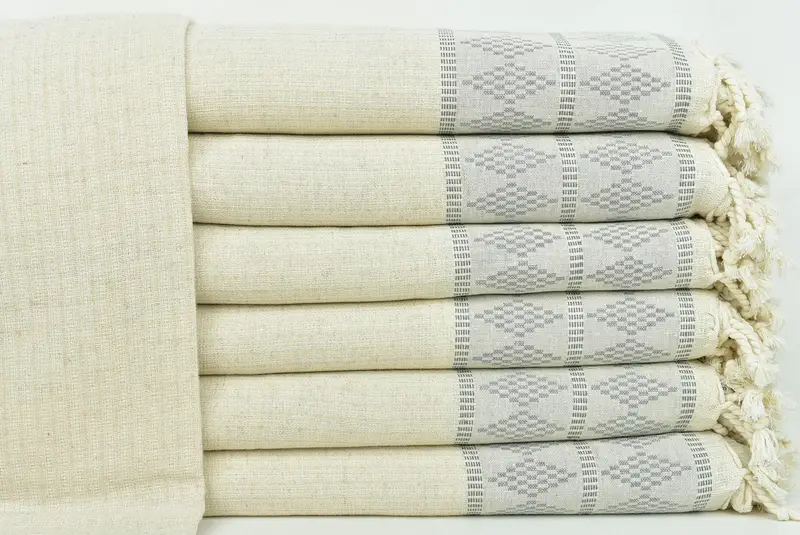 Bridal Shower Favors, Throw Blanket, Thanksgiving Tablecloth, 100x88 Linen Kilim Design Towel, Decorative Blanket, Housewarming Gift, Shower Curtain - 1