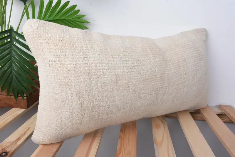 Accent Pillow Cover, Boho Pillow, Turkish Pillow, Vintage Pillow, Outdoor Pillow, 12x24 Beige Cushion Cover, Nomadic Cushion Case, Pillow Case - 5
