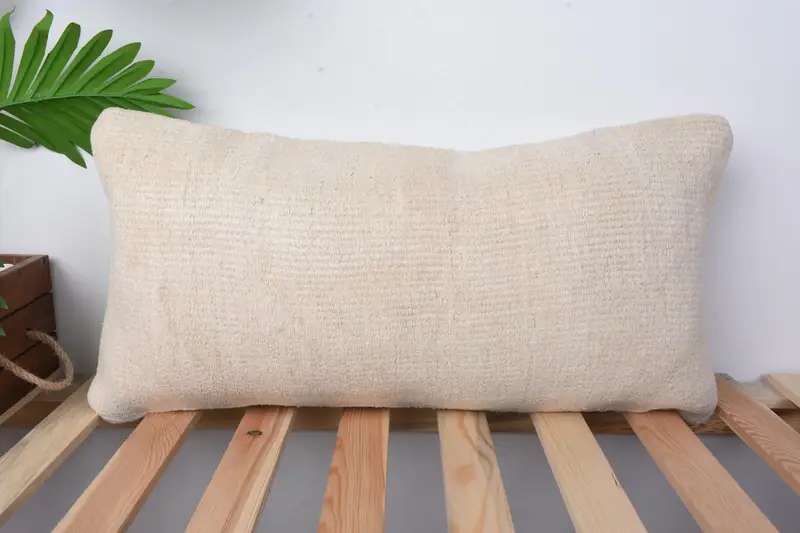 Accent Pillow Cover, Boho Pillow, Turkish Pillow, Vintage Pillow, Outdoor Pillow, 12x24 Beige Cushion Cover, Nomadic Cushion Case, Pillow Case - 1