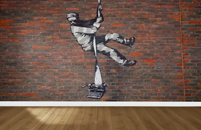 Bansky Reading Prison、Modern Wall Paper、Banky Mural、Paper Wall Art、Street Wall Print、Bright Wall Paper、Banksy Street Wall Print、 - 6